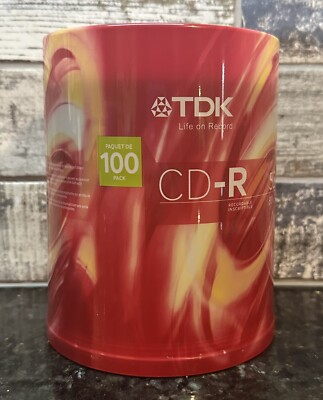TDK CD-R Spindle 100 pack 700 mb 52x 80M Recordable FACTORY SEALED