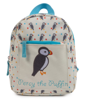 Pink Lining Mini Backpack Rucksack Tasche Percy the Puffin Weiß Grau Neu