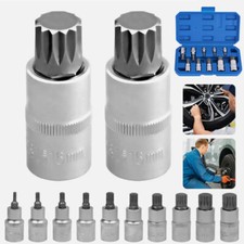 10pcs Multi Spline Bit 1/2"Socket Set 12 point triple square M4 to M18 Boxed Kit