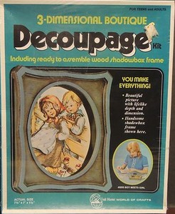 Boy Meets Girl Decoupage 3-Dimensional Boutique wood Shadow Box vintage arts kit