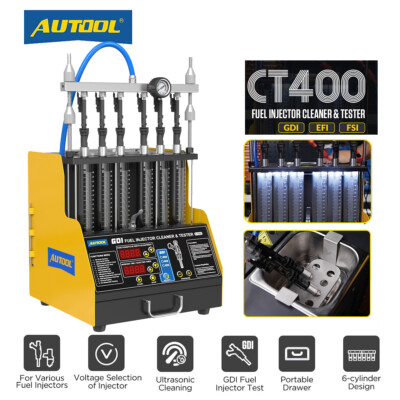 CT400 GDI TFSI EFI Fuel Injector Cleaner & Tester Ultrasonic Cleaning 6 Cylinder