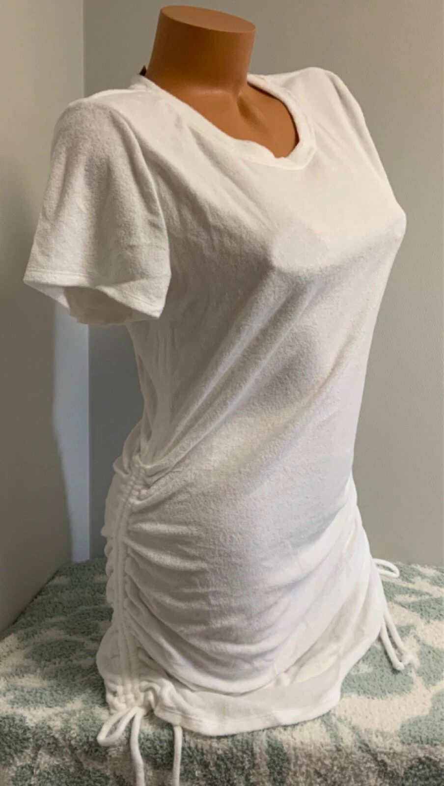 UNDERCOVER Abito a maniche corte rosa Victoria's Secret spiaggia Terry arricciato lato XS S M L