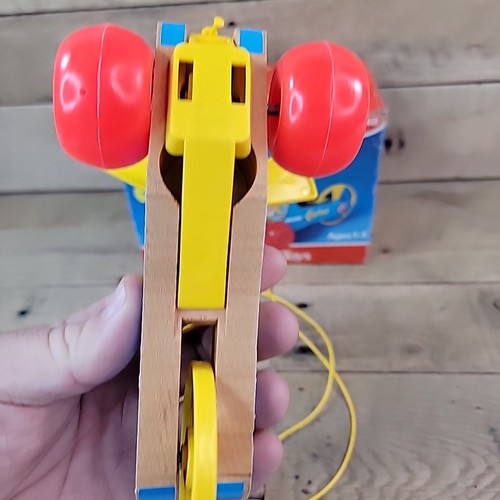 VTG & NEW 1970 Fisher Price #448 Mini Copter Wooden Pull Toy Helicopter - MIB - Picture 9 of 19