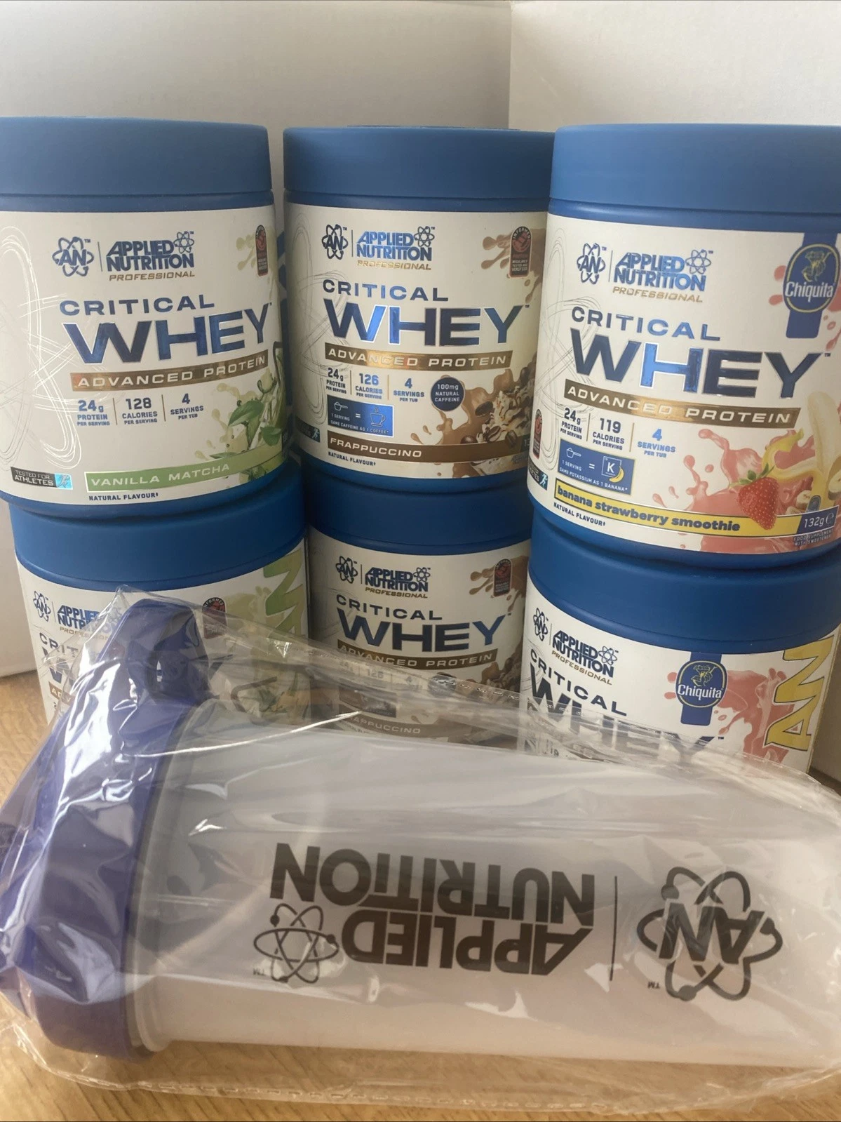 Applied Nutrition Critical Whey 6 Mini Tubs Flavours Mix Protein And Shaker
Opens in a new window or