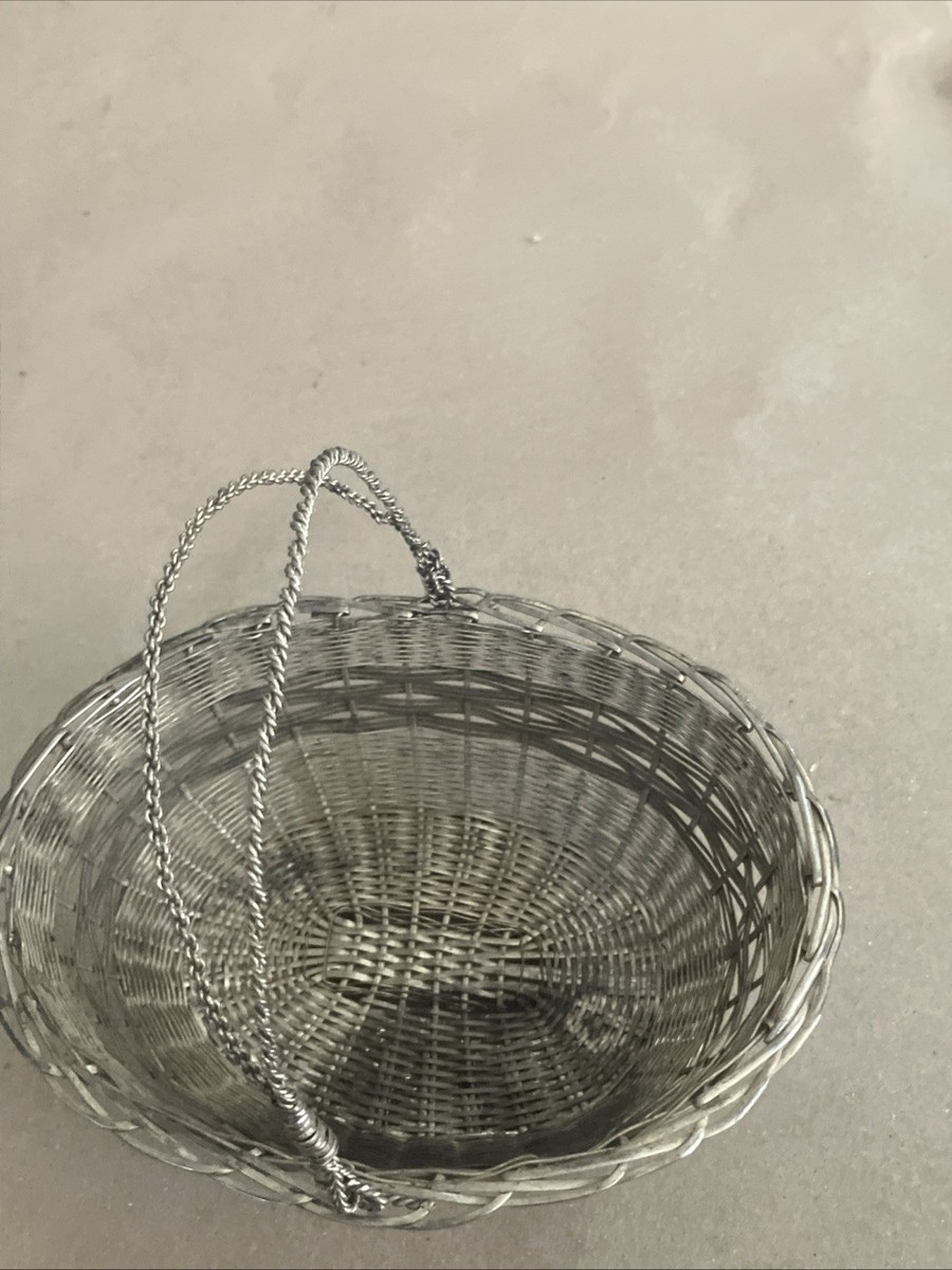 Vintage Woven Wire Silver Color Basket | eBay