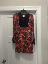Anthropologie Maeve floral bird printed tunic dress long sleeve Sz 6