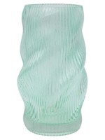 INNA-Glas Dekovase Dolgef, In Wellenform, Rillen, Mint-Klar, 24,5Cm, Ø14,5Cm