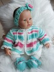 Für Reborn Baby Puppen 46/50 Haarband Jäckchen Pantöffelchen