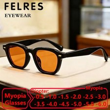 Men Women Retro Oval Tinted Myopia Nearsighted Glasses Outdoor Shade Sunglasses
