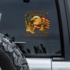 America 250th Anniversary Patriot Eagle Statue of Liberty Car Window Decal USA