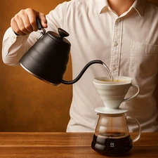 V60 Gooseneck Drip Kettle 1200ml Matte Black – Precision Pour Over Coffee Pot