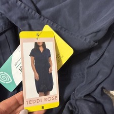 Teddi Rose Women's Tencel Shirt Dress, Navy Small midi