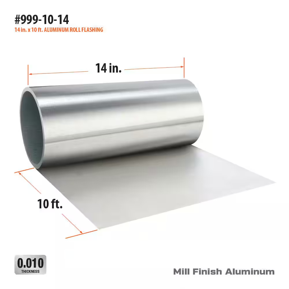 Aluminum Roll Valley Flashing 14in x 10ft Roof Edge Trim Weatherproof Durable