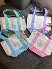 Multicolored Trader Joe's Pastel Mini Canvas Tote Bags 2025 LIMITED EDITION NWT