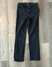 PAIGE Cindy Straight Leg Jeans 25 Black Willow 27” Inseam High Rise Stretch