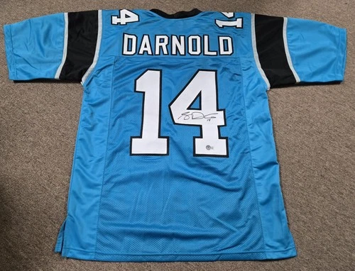 Sam Darnold Signed Blue XL Custom Football Jersey Beckett Seahawks Panthers USC