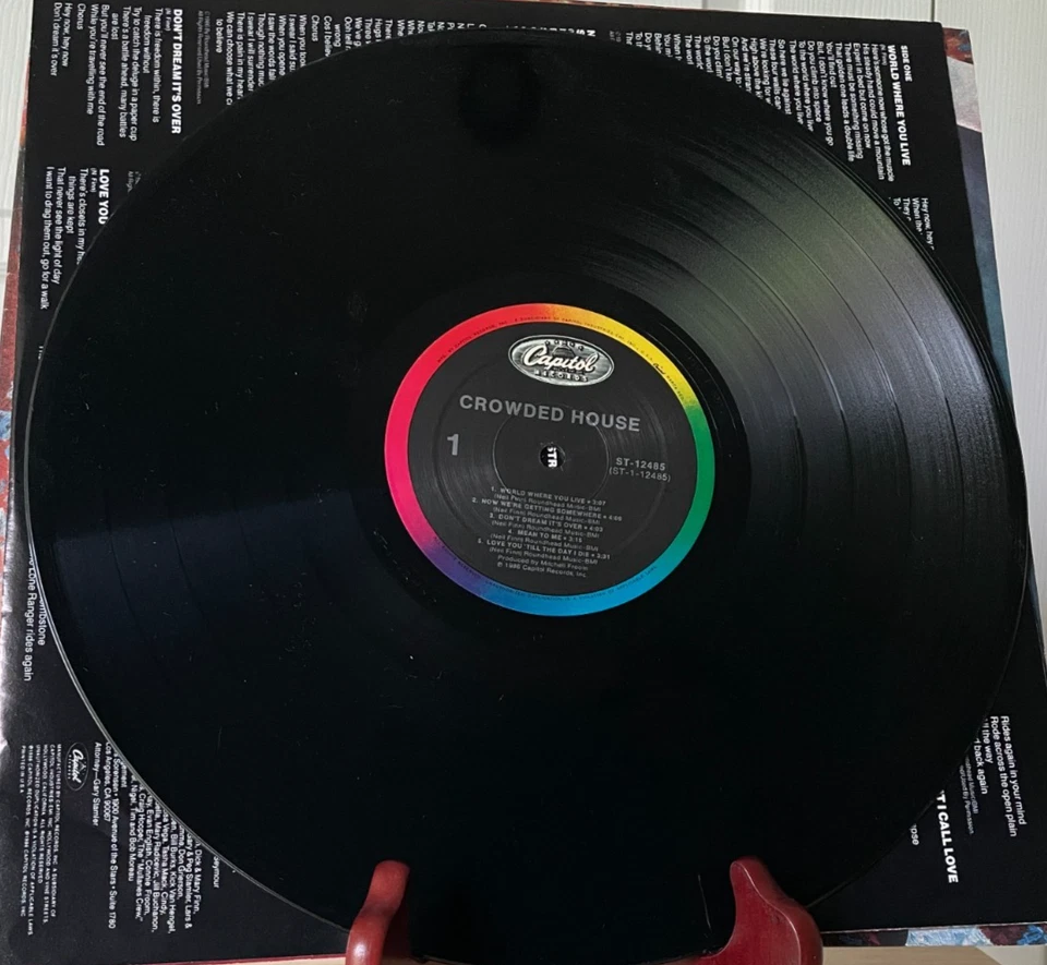 Crowded House Vinyl Record S/T LP, Capitol Records – ST-12485, 1986, Split Enz - Image 3 of 4