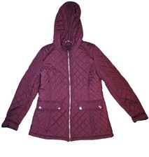 Tommy Hilfiger Quilted Jacket Coat Women Size Medium Burgundy