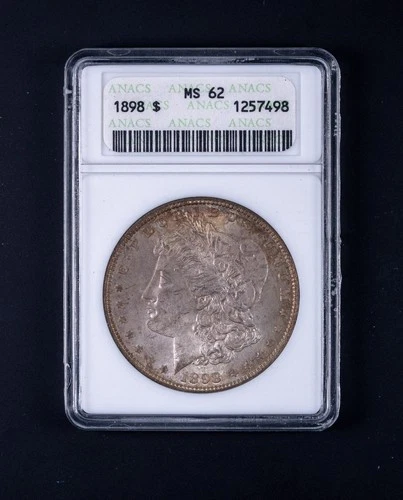 1898 $1 Morgan Silver Dollar ANACS MS62 Old Soapbox Holder DCB498