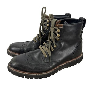 Timberland Earthkeepers Britton Hill Black Leather Wingtip Boots Mens 7.5 Urban
