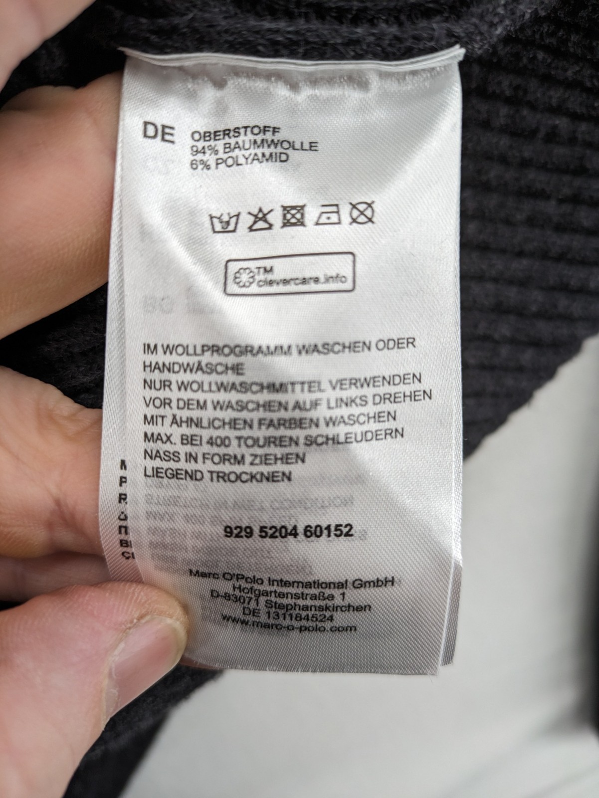 Marc O'Polo Herren schwerer Strickpullover Gerippt Rundhals Langarm Anthrazit image 8