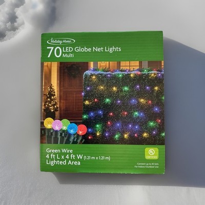 Holiday Home 70 LED Multi Globe Net Lights Green Wire 4X4ft Area Indoor/Outdoor