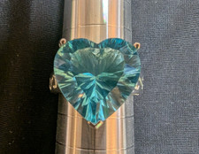 Blue Heart Gemstone Cocktail Ring Womens size 7 Silver Tone Statement 5.83g
