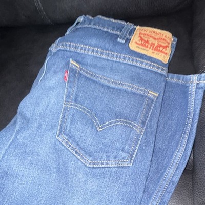 Levi Strauss & Co. Western Fit Straight Blue Denim Jeans Cotton Button Logo