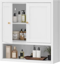 Cofar White Metal Wall Mounted Medicine Cabinet For Bathroom Laundry Room Toilet