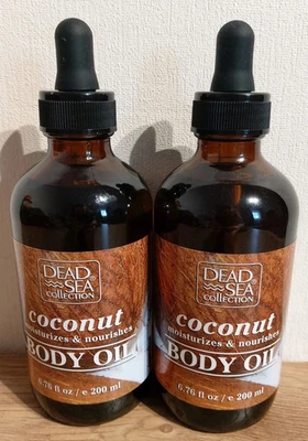 2 x 200ml LARGE Dead Sea Collection Coconut Body Oil moisturizes and nourishes