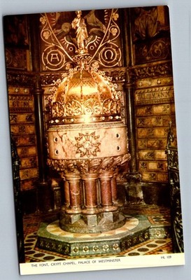 Postcard 1960s London, England Crypt Chapel Font