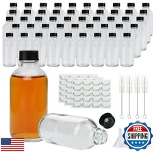 Small Clear Glass Bottles with Lids, 4 oz Glass Containers with Labels, Funne