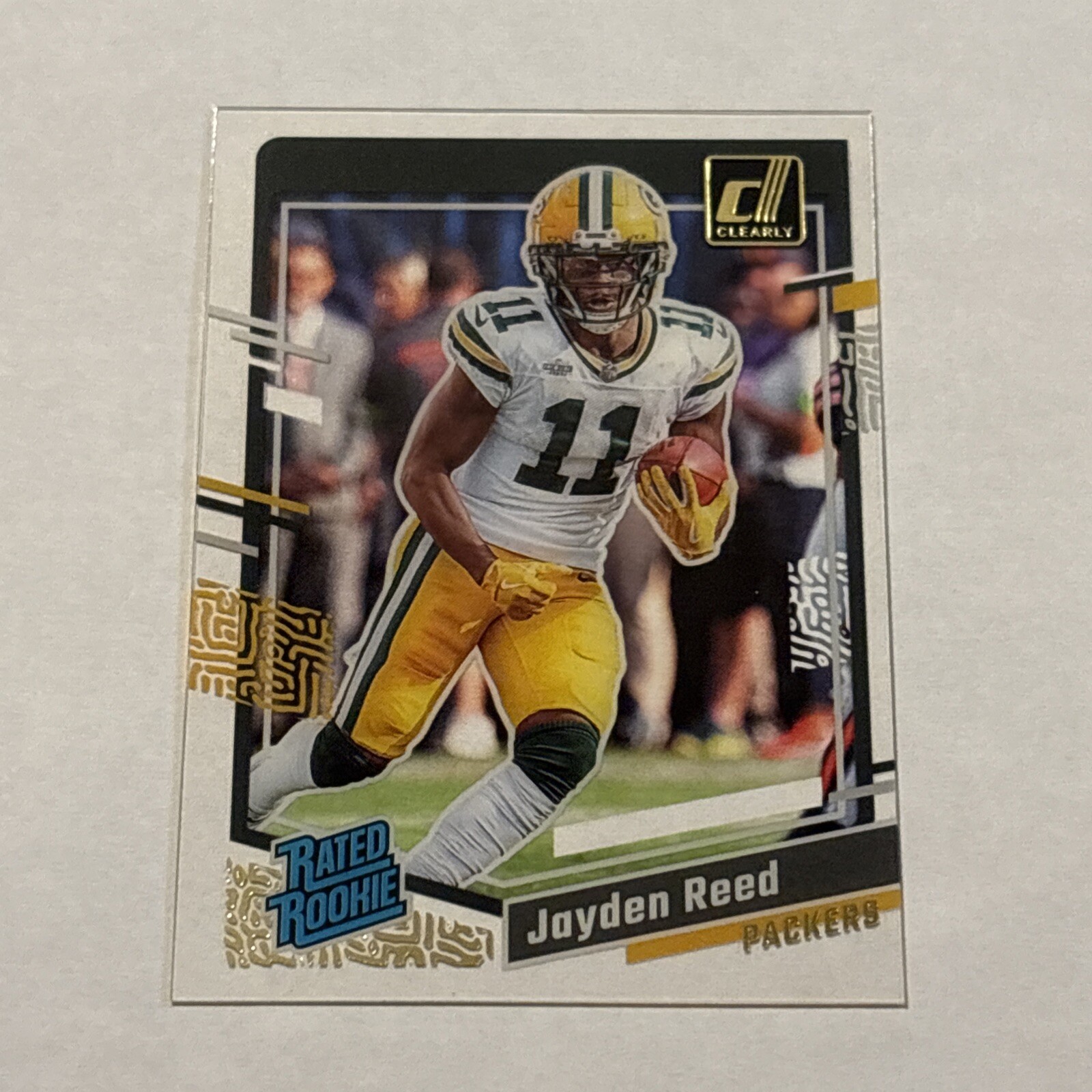 Jayden Reed 2023 Clearly Donruss Gold Parallel Rookie Card #68 Packers