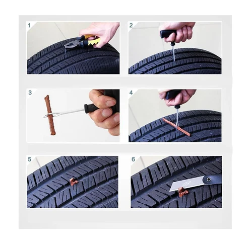 6-tlg. Reifen-Reparatur-Set Flicken Satz Auto Reifen Pannenset Roller Motorrad - Bild 5 von 8