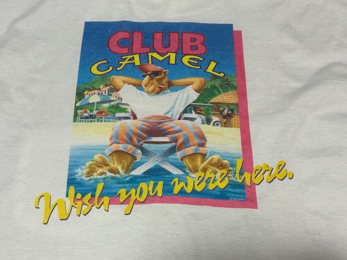 Vtg 90s 1992 Camel Club Member Wish You Were Here Tobacco T-Shirt