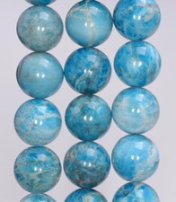 11-12MM OCEAN BLUE APATITE GEMSTONE GRADE A ROUND LOOSE BEADS 7.5"