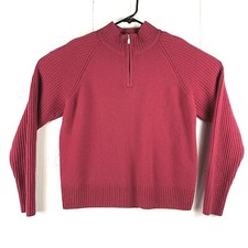 Pendleton Mens Size L Red 1/4 Zip 100 Shetland Wool Knit Pullover Sweater