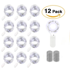 12 Pack 20 LED 6.6ft Battery Operated Mini LED Copper Wire String Fairy Lights