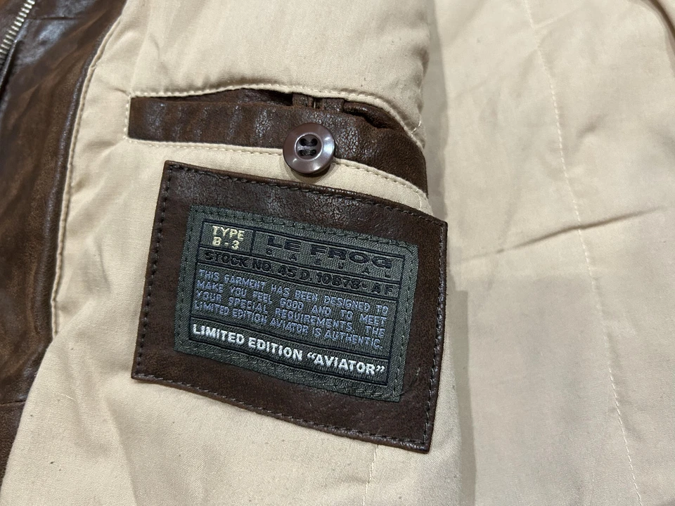 Le Frog B-3 Aviator Flight Bomber Herren Jacke Leder Lagerware OHNE Größe 52 - Bild 4 von 4