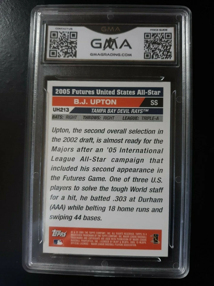 B. J. Upton 2005 Topps Update #UH213 Futures Game All-Star Rookie Card Gem MT 10 - Image 2 of 2