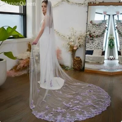 Flower Veil Long Floral Wedding Veils Cathedral Bridal Veil