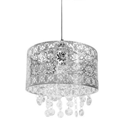 Silber Easy Fit Lampenschirm marokkanischer Stil Acryl Schmuck Tropfen Hängeschirm