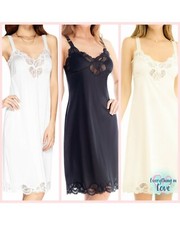 Illusion Women Ladies Premium Satin Nylon Antistatic Adjustable Strap Full Slip