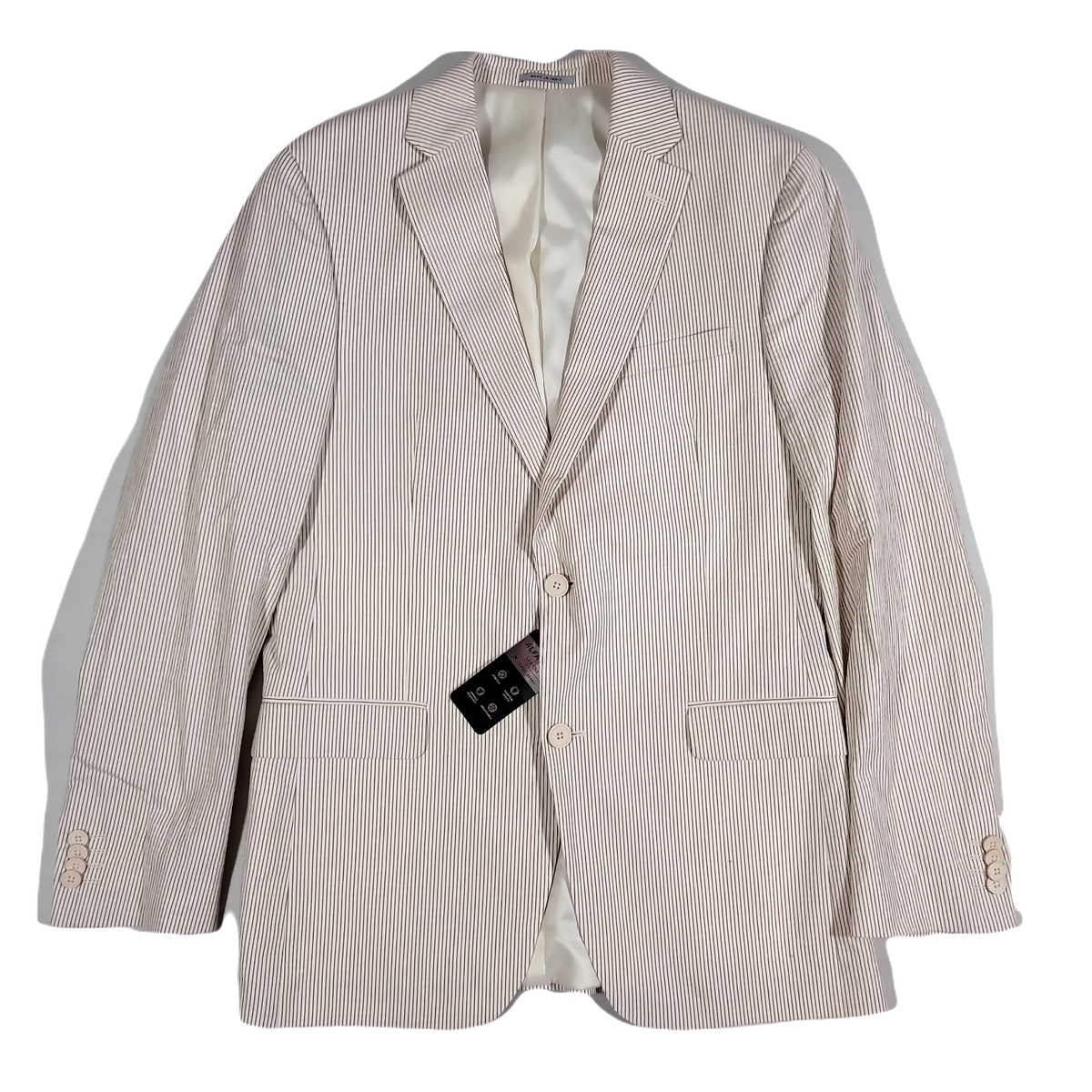 Alfani Slim-Fit Seersucker Suit Jacket Mens 40L 40 Tan Cream