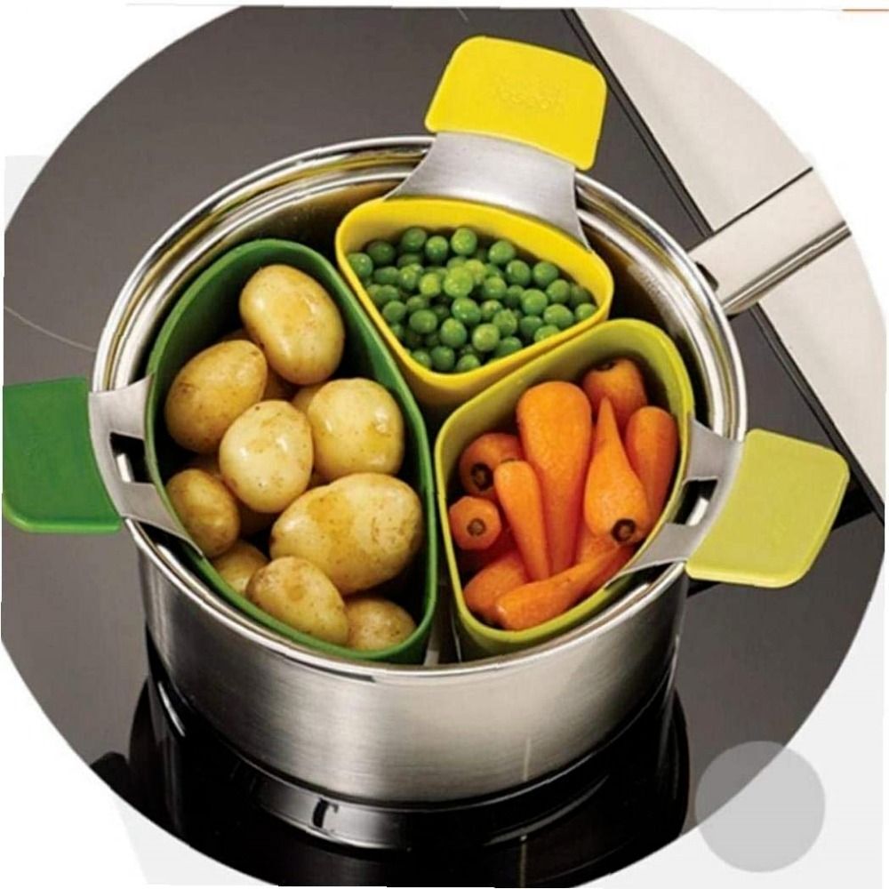 Silicone Silicone Steam Cooker Steamer Basket Steaming Bowl Saucepan