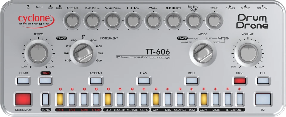 Drum Drone TT-606 Cyclone analogic / Analog Drum Machine Clone TR-606 Roland New - Image 2 of 4