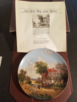 Auf dem Weg zum Markt Christian Luckel Idyllisches Dorfleben Village Life Plate