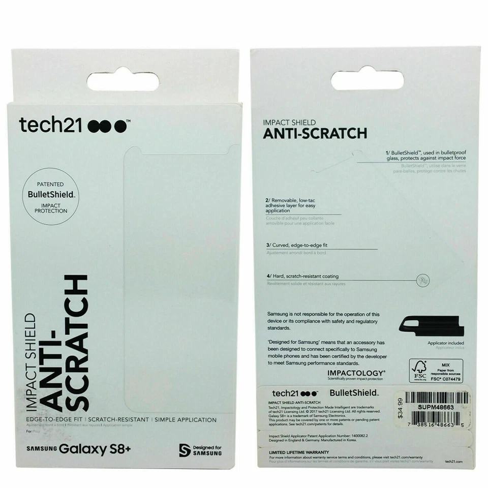 Tech21 Samsung Galaxy S8+ Impact Shield Healing Edge-to-Edge Screen Protector - Image 3 of 4