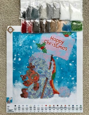Frohe Weihnachten - Perlen Stickpackung, Perlen Kreuzstich Bilder Set