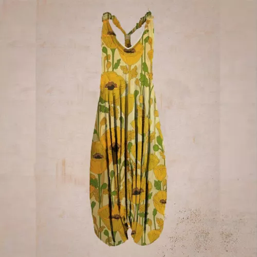 Mujeres Boho Floral Espalda Corredora Mono Damas Informal Suelto Pierna Ancha Pantalones Mameluco - Imagen 46 de 56